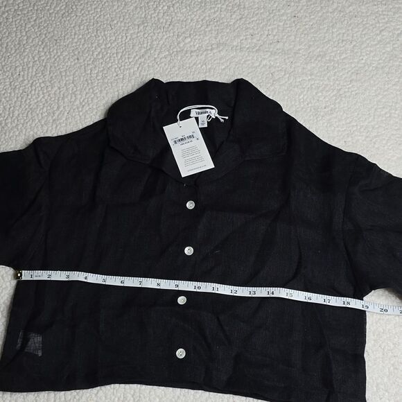 988 NWT Vitamin A Hana Cropped Shirt - Black EcoLinen SZ XS - Picture 6 of 10